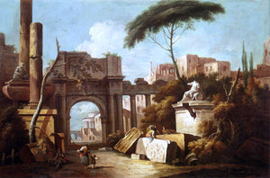  Giuseppe Zais Ancient Ruins with a Great Arch and a Column - Art Print