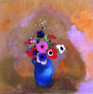  Odilon Redon Anemonies in a Blue Vase - Art Print