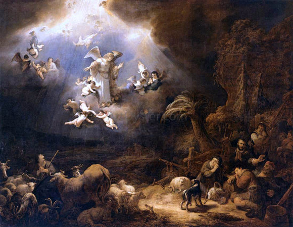  Govert Teunisz Flinck Angels Announcing the Birth of Christ to the Shepherds - Art Print