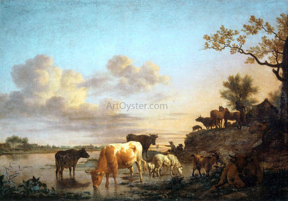  Adriaen Van de Velde Animals by the River - Art Print