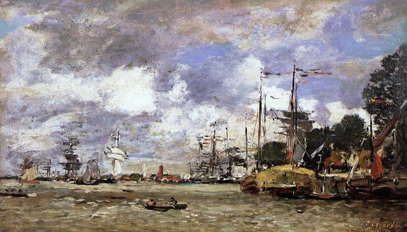  Eugene-Louis Boudin Anvers, Boats on the River Scheldt - Art Print
