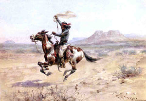  Herman W Hansen Apache Indian Scout Signaling the Column - Art Print