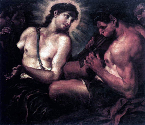  Johann Karl Loth Apollo, Pan, and Marsyas - Art Print