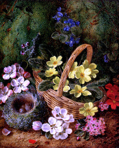  George Clare Apple Blossom And A Bird's Nest On A Mossy Bank - Art Print