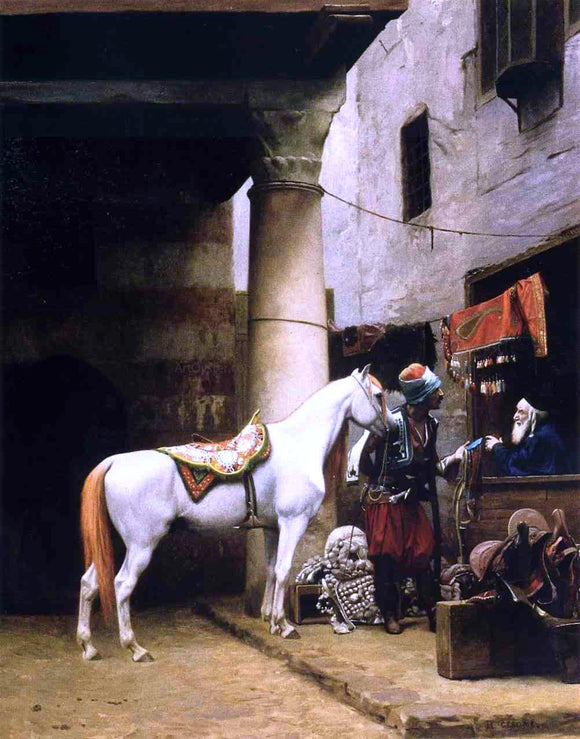  Jean-Leon Gerome Arab Purchasing a Bridle - Art Print