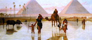 Frederick Goodall Arabs Crossing A Flooded Field By The Pyramids - Art Print