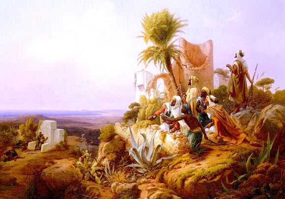  Niels Simonsen Arabs In A Hilltop Fort - Art Print