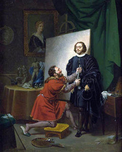  Pierre-Nolasque Bergeret Aretino in the Studio of Tintoretto - Art Print