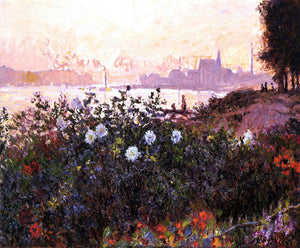  Claude Oscar Monet Argenteuil, Flowers by the Riverbank - Art Print