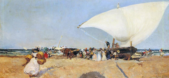  Joaquin Sorolla Y Bastida Arrival of the Boats - Art Print