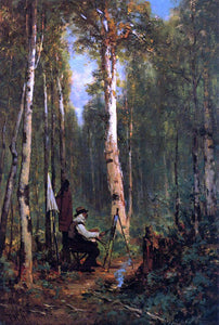  Thomas Hill Artist at His Easel in the Woods - Art Print