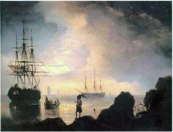  Ivan Constantinovich Aivazovsky At night, Smugglers - Art Print