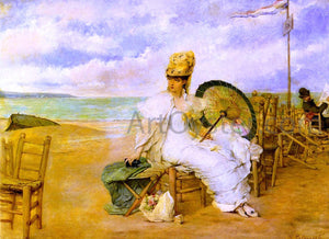  Vicente Palmaroli Y Gonzalez At The Beach - Art Print