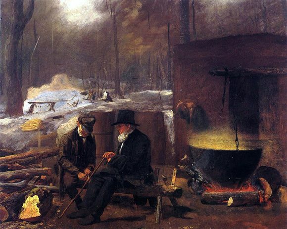  Eastman Johnson At the Camp, Spinning Yarns and Whittling - Art Print
