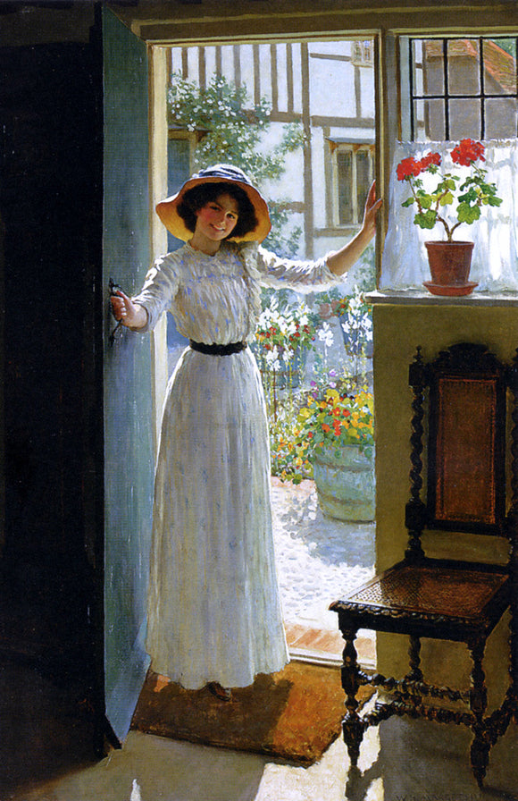  William Henry Margetson At The Cottage Door - Art Print