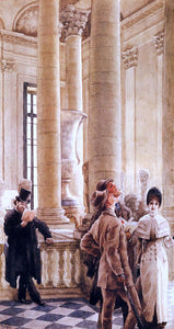  James Tissot At the Louvre (also known as Foreign Visitors at the Louvre) - Art Print