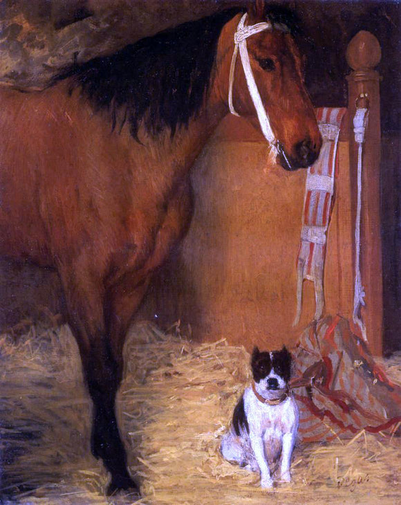  Edgar Degas At the Stables, Horse and Dog - Art Print