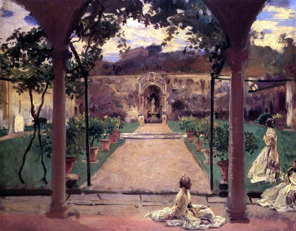  John Singer Sargent At Torre Galli: Ladies in a Garden - Art Print