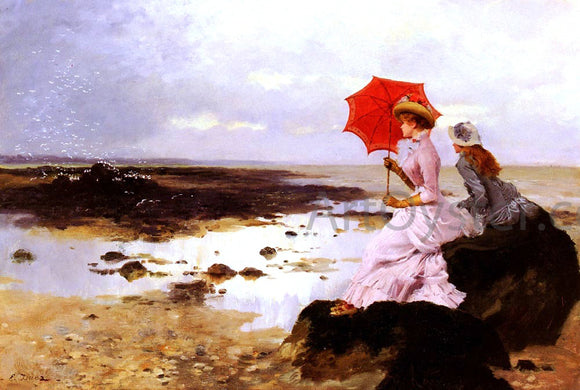  Ernest Ange Duez Au Bord De La Plage Sur Un Rocher - Art Print