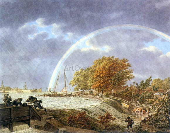  Jacob Cats Autumn Landscape with Rainbow - Art Print