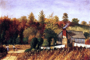  William Aiken Walker Autumn Scene in North Carolina with Cabin, Wash Line, and Cornfield - Art Print