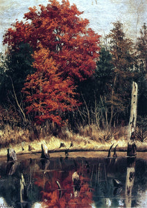  William Aiken Walker Autumn Wood in North Carolina with Tree Stumps in Water - Art Print