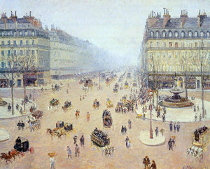  Camille Pissarro Avenue de l'Opera, Place du Thretre Francais: Misty Weather - Art Print