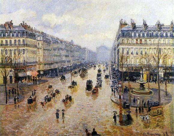  Camille Pissarro Avenue de l'Opera: Rain Effect - Art Print