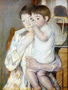  Mary Cassatt Baby in His Mother's Arms, Sucking His Finger - Art Print