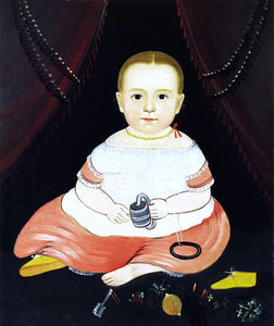 William Matthew Prior Baby in Pink and White (also known as Little Janey in Pink and White Dress) - Art Print