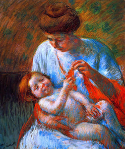  Mary Cassatt Baby Lying on His Mother's Lap, Reaching to Hold a Scarf - Art Print