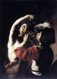 Bartolomeo Manfredi Bacchus and a Drinker - Art Print