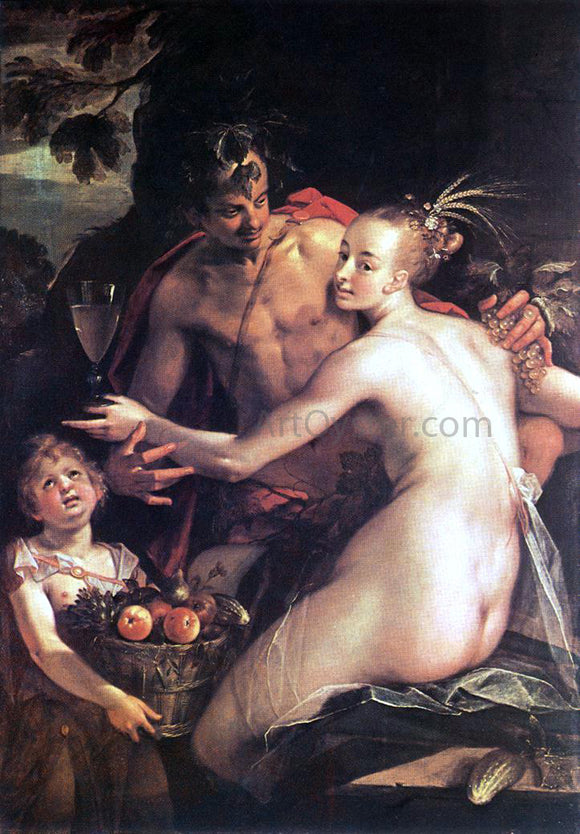  Hans Von Aachen Bacchus, Ceres and Cupid - Art Print