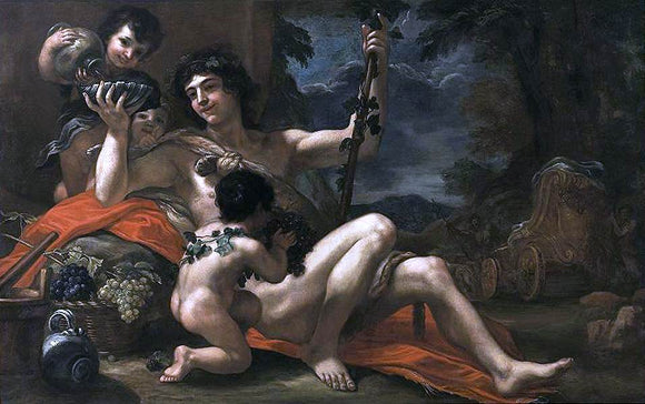  Baldassarre Franceschini Bacchus with Attendant Putti - Art Print