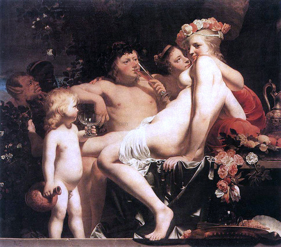  Caesar Van Everdingen Bacchus with Two Nymphs and Cupid - Art Print