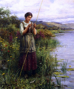  Daniel Ridgway Knight Baiting the Hook - Art Print