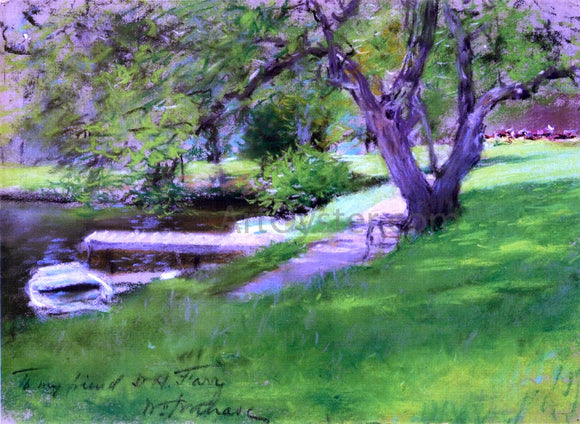  William Merritt Chase Bank of a Lake in Central Park - Art Print