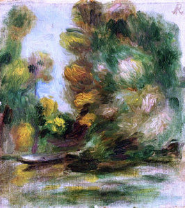  Pierre Auguste Renoir Banks of the River, a Boat - Art Print