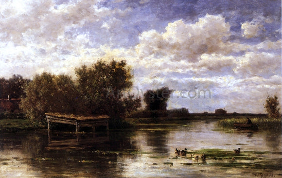  Willem Roelofs Banks of the River Gein, Holland - Art Print