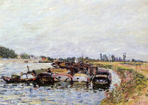  Alfred Sisley Barge Garage at Saint-Mammes - Art Print