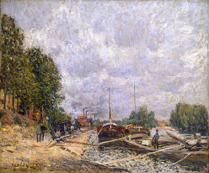  Alfred Sisley Barges at Billancourt - Art Print