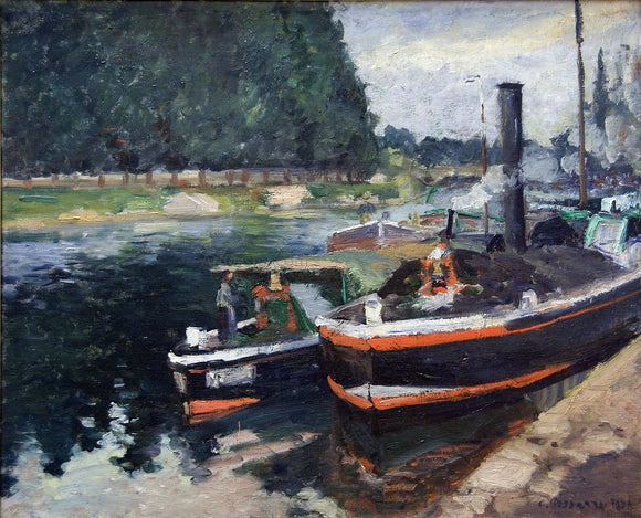  Camille Pissarro A Barge on Pontoise - Art Print