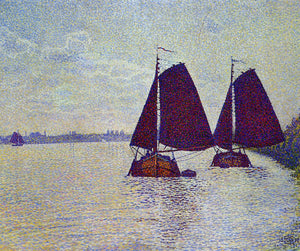  Theo Van Rysselberghe Barges on the River Scheldt - Art Print