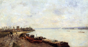  Albert Lebourg Barges on the Seine, near Paris - Art Print