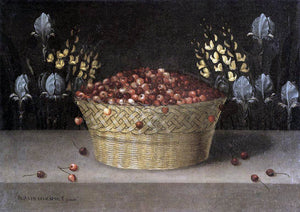  Blas De Ledesma Basket of Cherries and Flowers - Art Print
