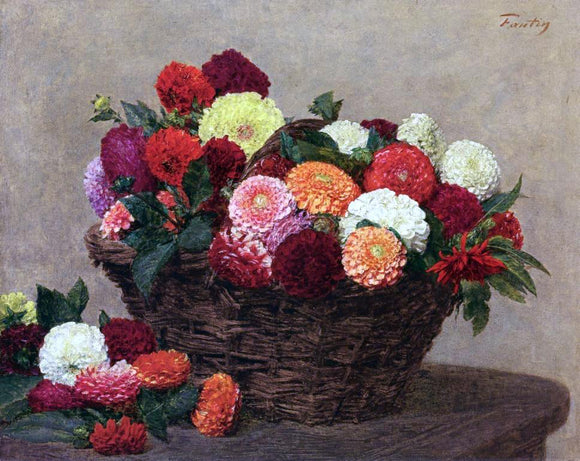  Henri Fantin-Latour Basket of Dahlias - Art Print