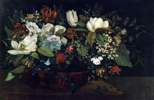  Gustave Courbet Basket of Flowers - Art Print