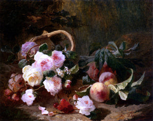  Pierre Bourgogne Basket of Roses and Fruits - Art Print