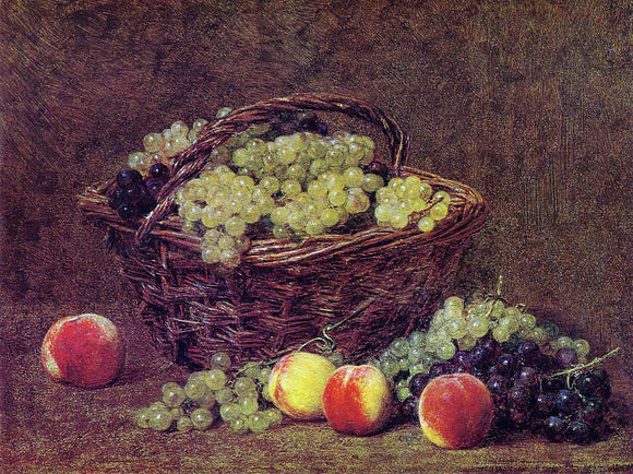  Henri Fantin-Latour Basket of White Grapes and Peaches - Art Print
