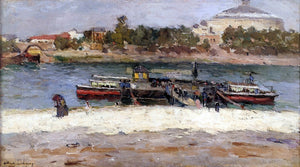  Albert Lebourg Bateau-Mouche at the Quai St Bernard in Paris - Art Print